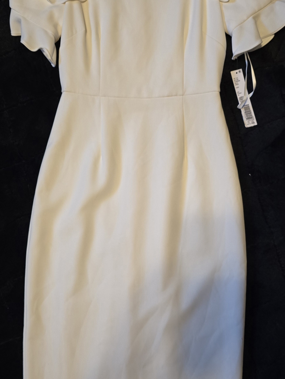 ANTONIO MELANI Cream Ruffle-Sleeve Midi Sheath Dress Size XS. SIZE 0